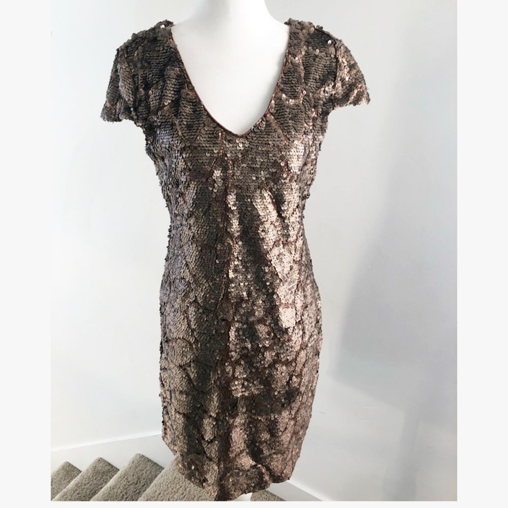 Gianni Bini Sequin Bronze Glitter New Year Dress